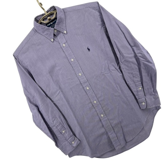 Ralph Lauren VINTAGE Mens 16/34 Yarmouth Purple Stripe Button Down Shirt - Picture 3 of 10